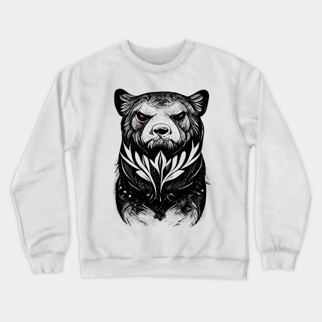 Bear Grizzly Wild Animal Nature Illustration Art Tattoo Crewneck Sweatshirt by Cubebox